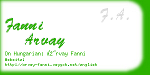 fanni arvay business card